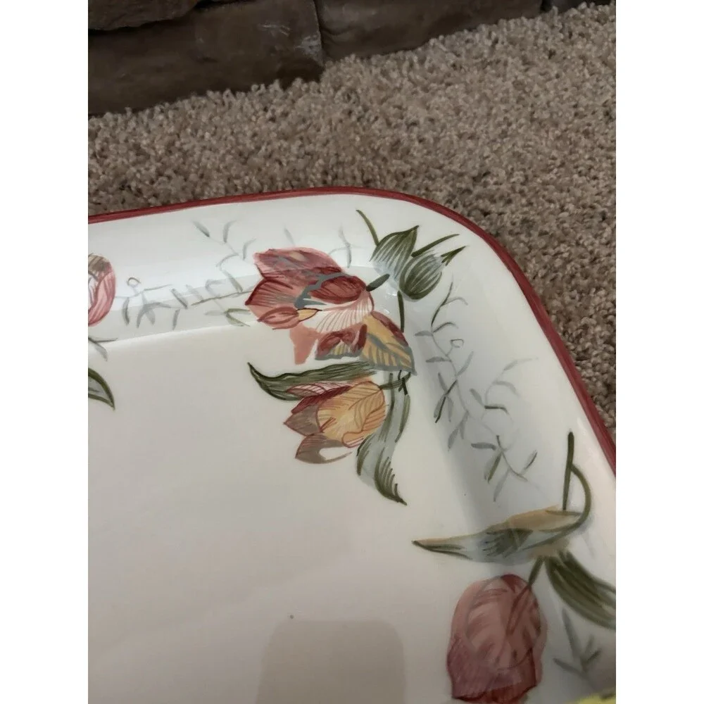 waverly garden room serving platter 18 By 13 Rectangle Crackle Floral Pattern